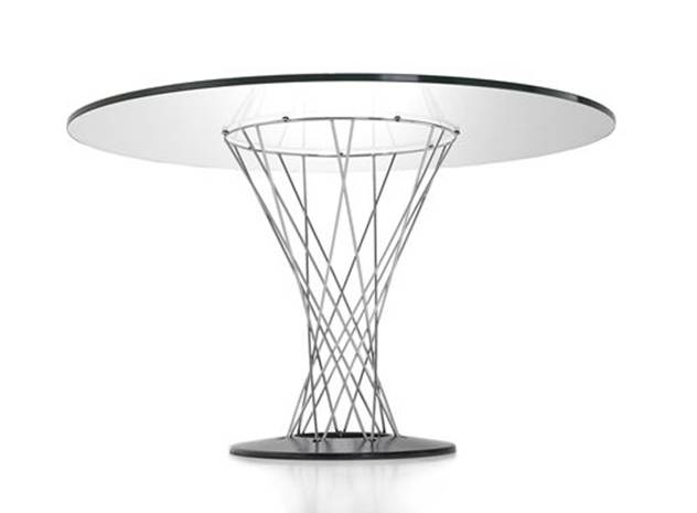 CYCLONE-08 TABLE Designed by  Isamu Noguchi 1957 D800x700mm Glass, chromed steel Price: 2.700.000 VND