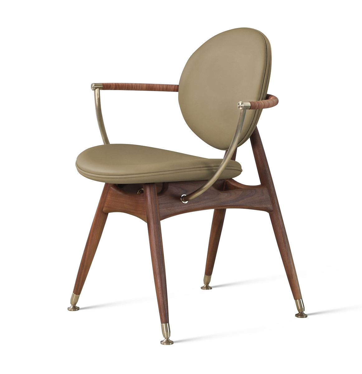O&D Circle chair-Walnut frame green leather