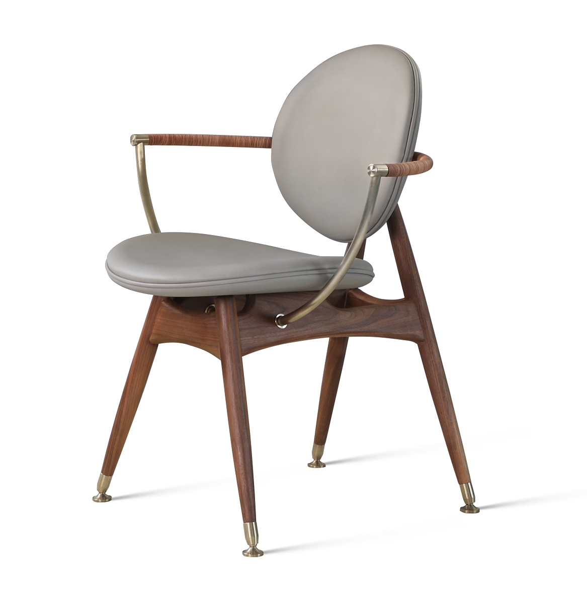 O&D Circle chair-Walnut frame grey leather