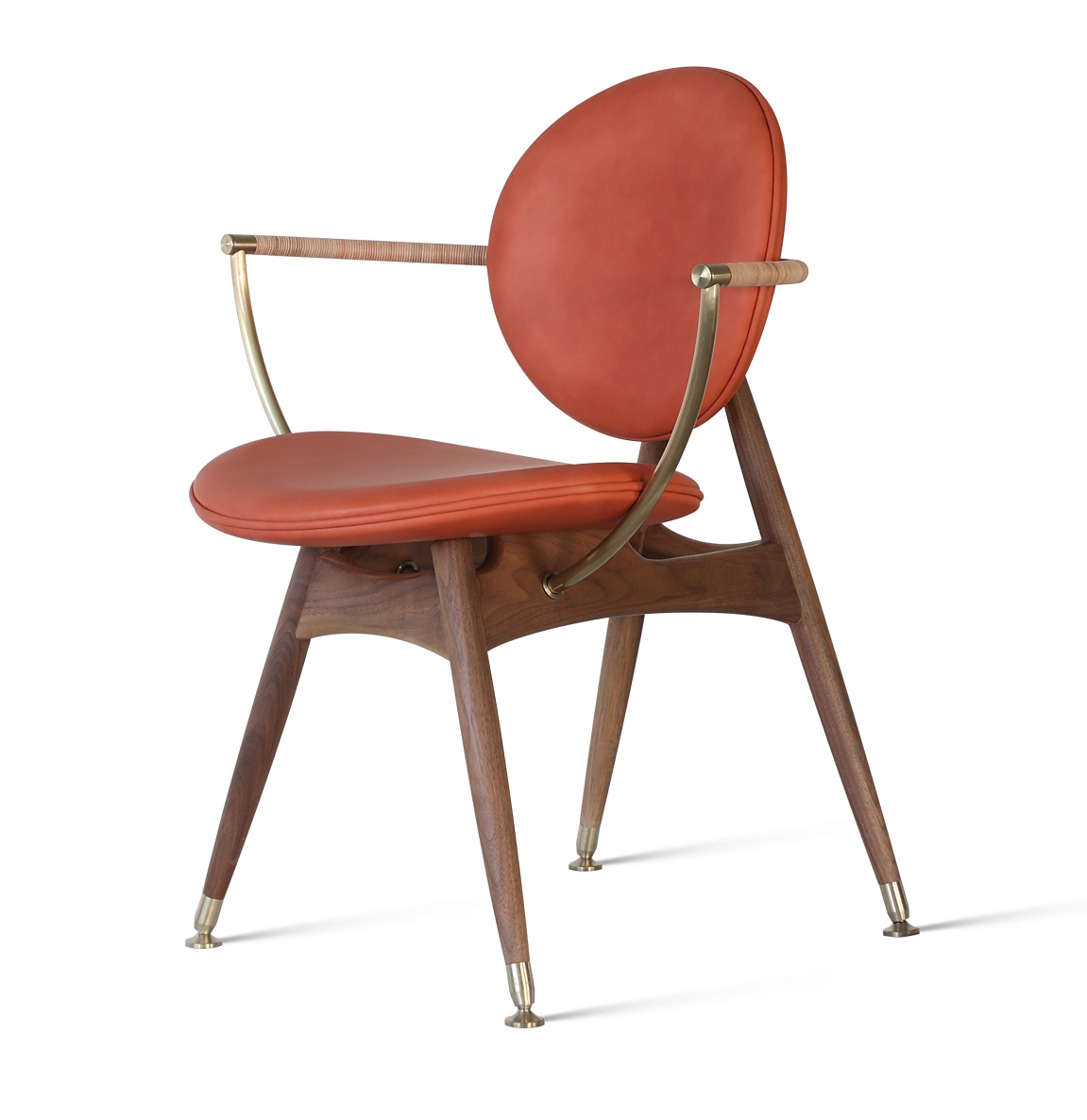 O&D Circle chair-Walnut frame orange leather